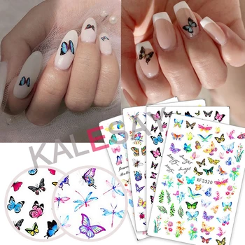 

3D Nail Art Sticker Butterfly Series Nail Decals Manicure Design Flower Dragonfly Sticker on Nails Decoration Self Adhesive Foil