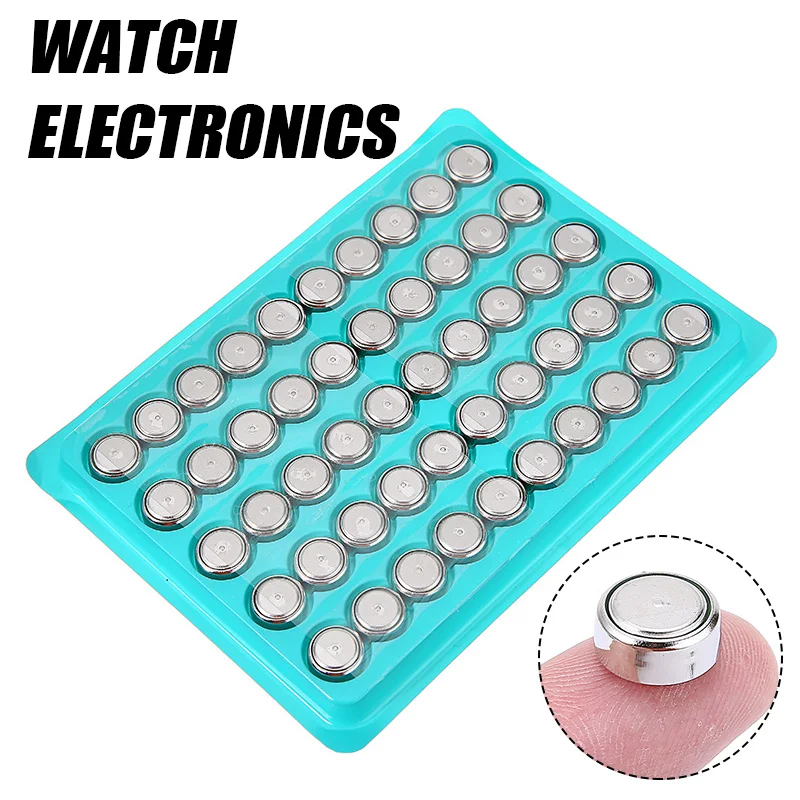Mayitr-batería para reloj LR44 AG13 L1154 357 SR44 1,5 V, pila alcalina con botón, 50 unidades