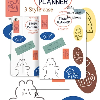 

Color Stripe Bear Smart Cover For iPad Pro 9.7 6th 7th 11 air 10.5 12.9 10.2 Mini4 5 2019 Tablet Case with or no pencil holder