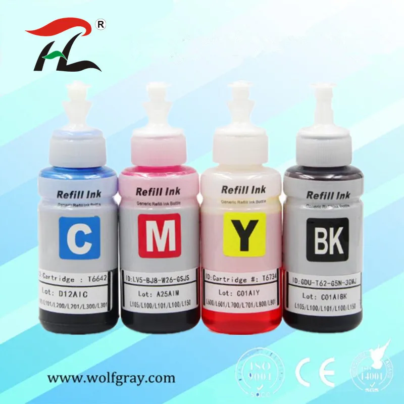 Compatible dye based refill ink kit for Epson printer L100 L110 L120 L132 L200 L210 L222 L300 L312 L355 L350 L362 L366 L550 dye ink kit ink refill kit dye ink refill ink cartridge refill kit