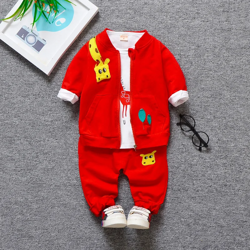 

Baby GIRL'S Akiho Set 2018 Autumn New Style Korean-style Giraffe Printed Hoodie Three-piece Set CHILDREN'S Cardigan Coat