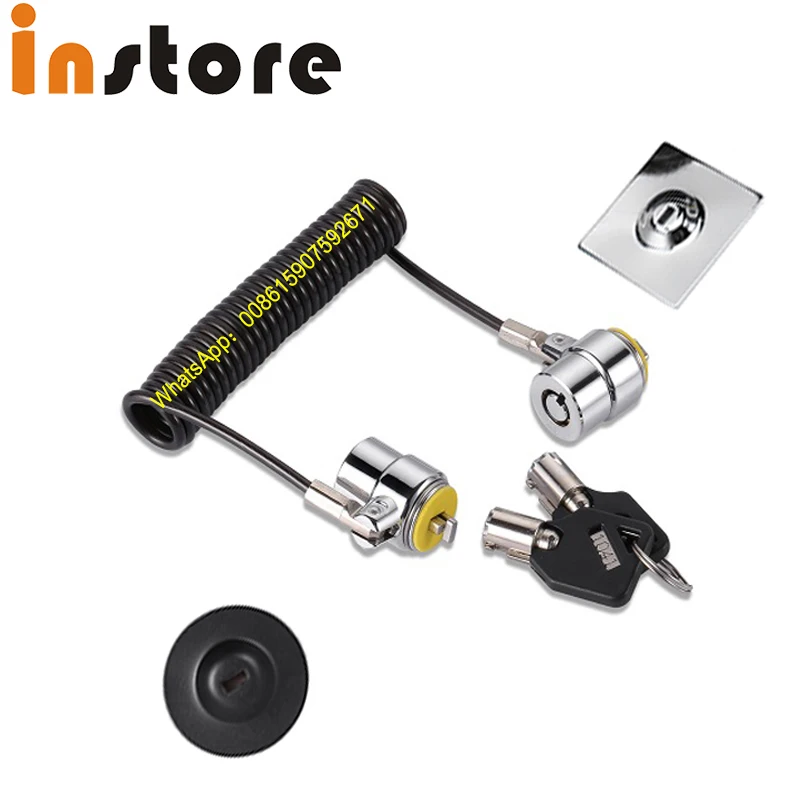 4 sets Universal Dual Headed Slim Cable Laptop Security Lock, Black Spring Steel Cable For PAD Tablet PC Computer Notebook Phone