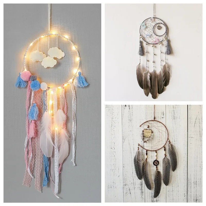 Feather Handmade Dream Decoration Indian Wall White Style Crafts Hanging Wedding Decorations Catcher Woven Crafts