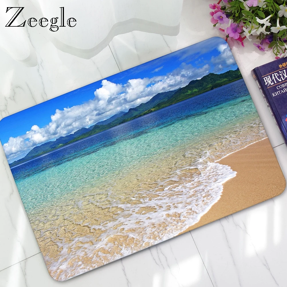 Zeegle Floor Mat Outdoor Rugs 3D Scenic Printed Bathroom Mat Non-slip Doormat Living Room Rug Bedroom Foot Mat Kitchen Carpets