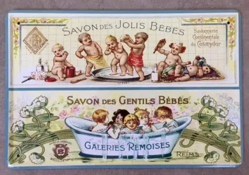 French Vintage Metal Sign 40x30cm Nice and Pretty Babies SOAP Retro Wall Home Bar Pub Vintage Cafe Decor, 8 12 Inch