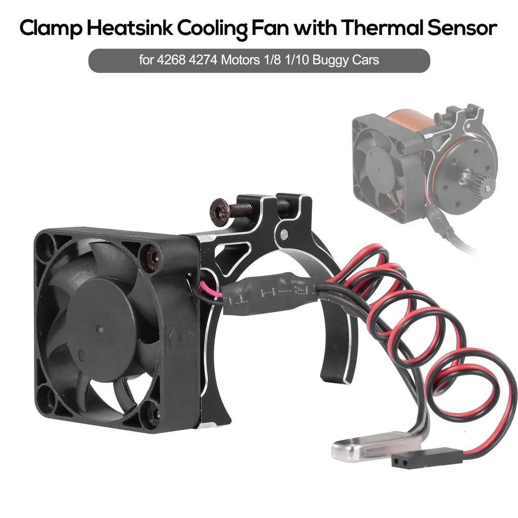 

D3 Metal Clip Radiator With Temperature Sensor Cooling Fan Metal Remote Control Car Accessories For 4268-4274 Motor
