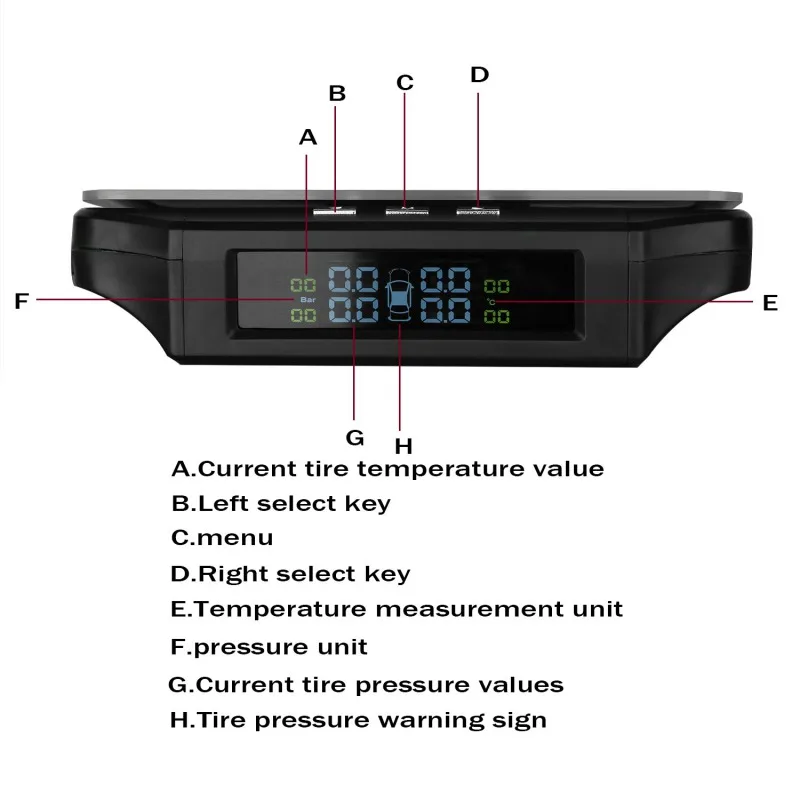 Bluetooth автомобильный HUD Дисплей автомобиля TPMS HUD& датчик контроля давления в шинах цветной проекционный сигнал превышения скорости диагностики