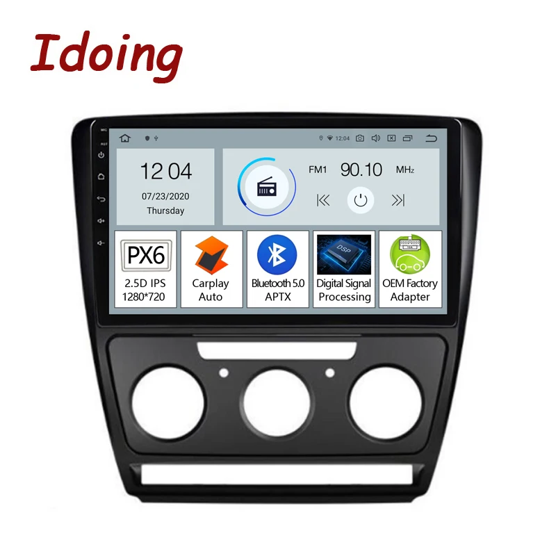 Автомобильная мультимедийная система Idoing 10 2 дюйма 2.5D PX6 Android для Skoda Octavia A5 2008 2014 GPS
