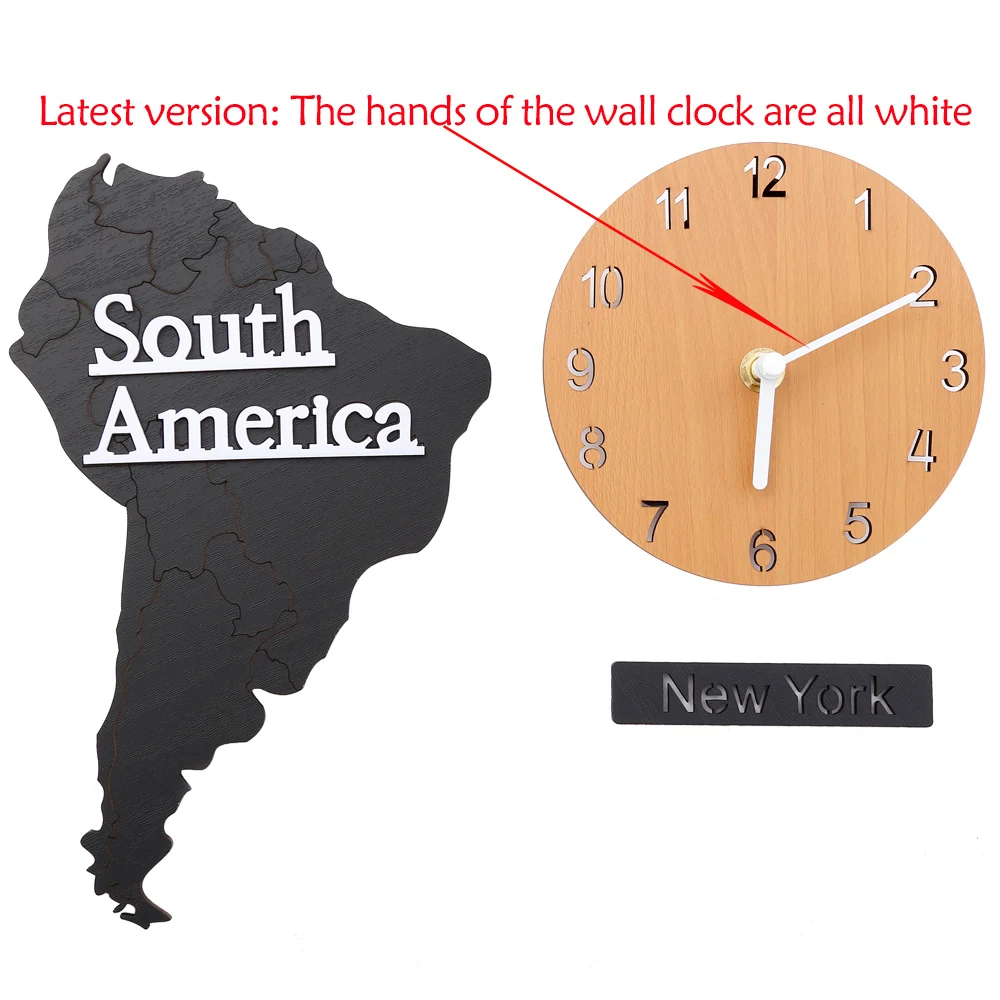 Wall Clock DIY 3D World Map Large Wooden MDF Wood Watch Wall Clock Modern Design European Style Round Mute Relogio De Parede New