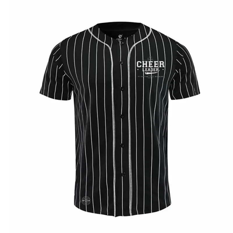 Дизайн бейсбольная Джерси мужская полосатая с коротким рукавом Уличная Хип-хоп бейсбольная топы рубашки кардиган на пуговицах черная белая спортивная рубашка