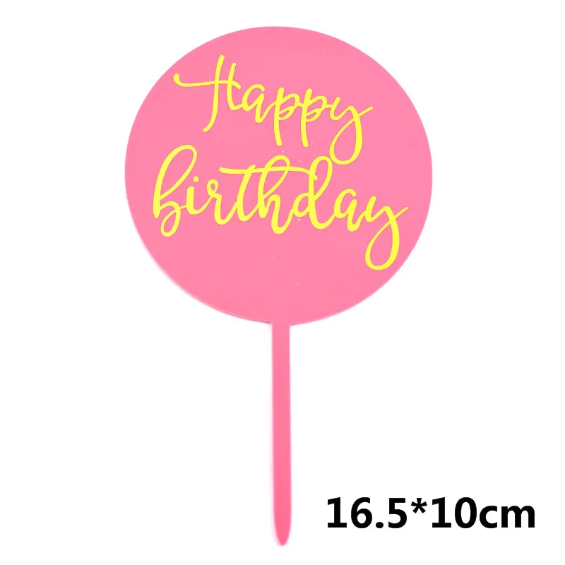 Cakelove 1 шт. с днем рождения акриловый Топпер для торта круг красный прозрачный Топпер для кекса для детей день рождения украшения для торта для вечеринки - Цвет: rose red