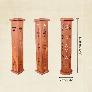 

Wooden Tower Incense Burner Censer Joss Stick Inserted Holder Ash Catcher Decor M0XD