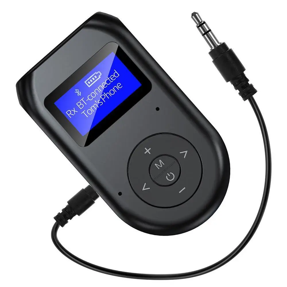 LCD Display Bluetooth 5 0 Audio Receiver Transmitter 3 5mm AUX Jack Handsfree Wireless Music Adapter for Car Headphones Speaker