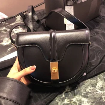 

2020 new niche brand bag leather women bag small ck semi-circle lock saddle bag female shoulder messenger bag