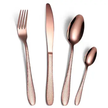 

24pcs Multi-Colors Rainbow Cutlery Set Dinnerware Set Black Cutlery Kit Fork Knife Stainless Steel Silverware Home Tableware Set