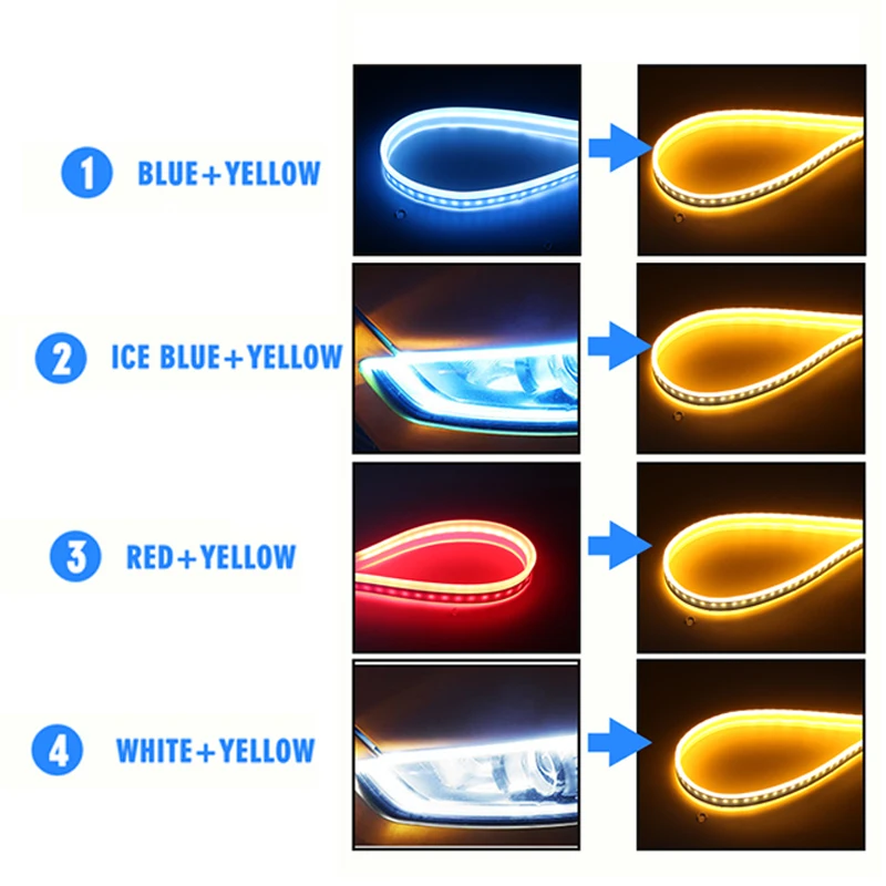

HLXG 30/45/60cm Ultrafine Car DRL LED Strip Daytime Running Light Car Turn Signal Guide Strip For Headlight Assembly DRL Light