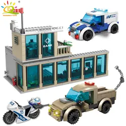 627 шт. полицейский банк прорыв строительные блоки Совместимые городской грузовик полицейский фигурка конструктор развивающий игрушки для