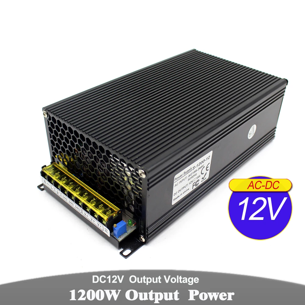 

Single Output Switching power supply 1200V 100A 12V Driver Transformers AC110V 220V TO DC12V SMPS for Led Lamp CCTV 3D Printer