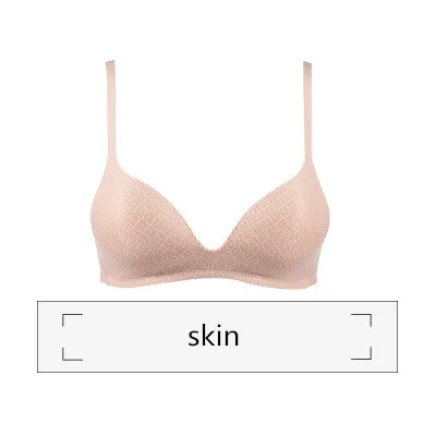 skin Сексуальный бюстгальтер легкое кружевное дышащее нижнее белье без стального кольца для женщин - Цвет: skin