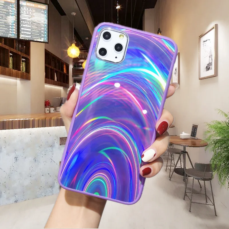 Мягкий чехол из ТПУ с голографическим лазерным зеркалом для iPhone 6 6s 7 8 SE X XR XS Max Plus