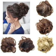 Женский пушистый классический Updo шиньон синтетический волнистый кудрявый эластичный резиновый ремешок грязные волосы пучок кусок