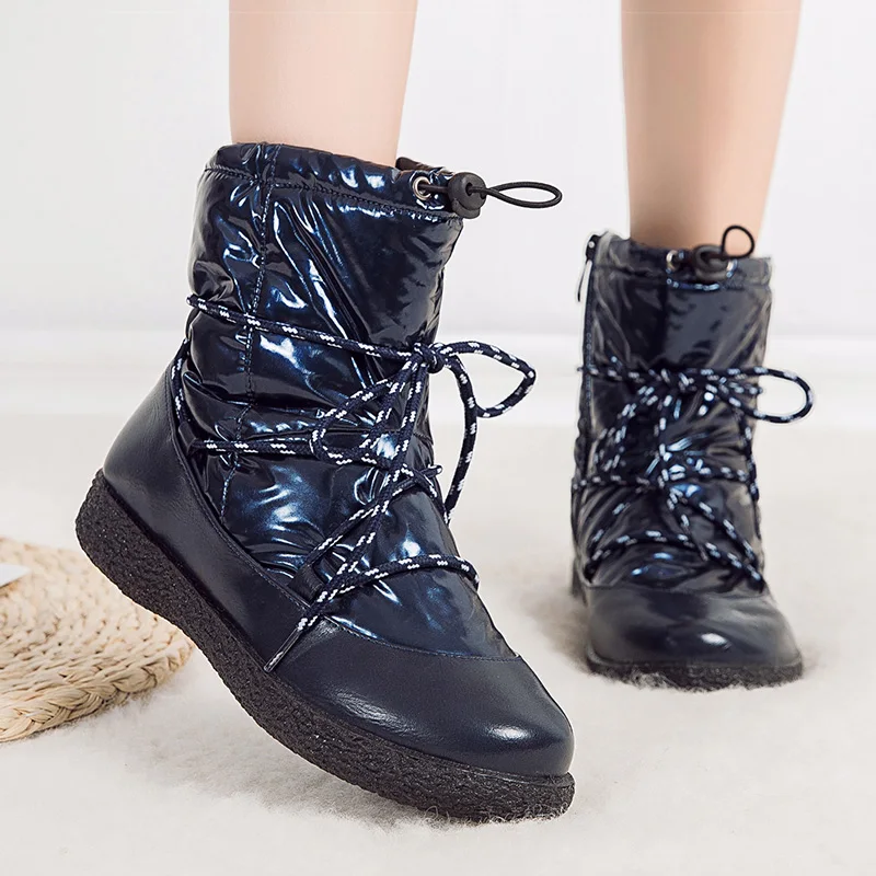 

Women Boots Waterproof Snow Boots With Low Heels Winter Shoes Woman Booties 2019 Keep Warm Ankle Boots Platform Botas Mujer