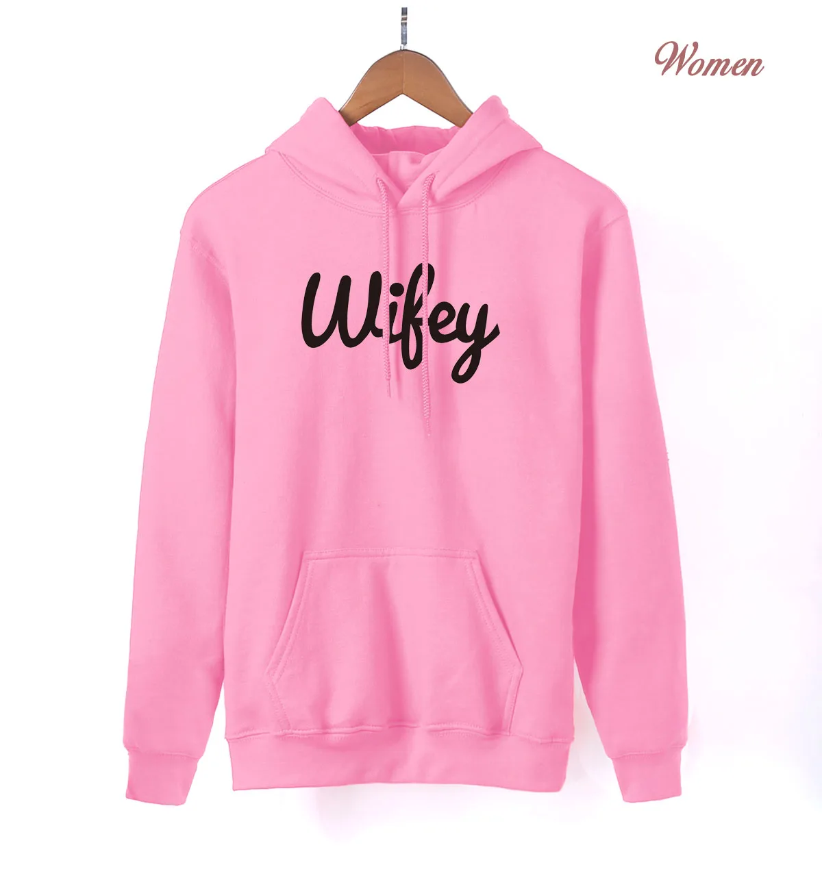 Wifey Kawaii розовый длинный рукав с капюшоном для женщин весна осень толстовки женские K-pop Толстовка Теплый Флис Harajuku спортивный костюм - Цвет: pink 1