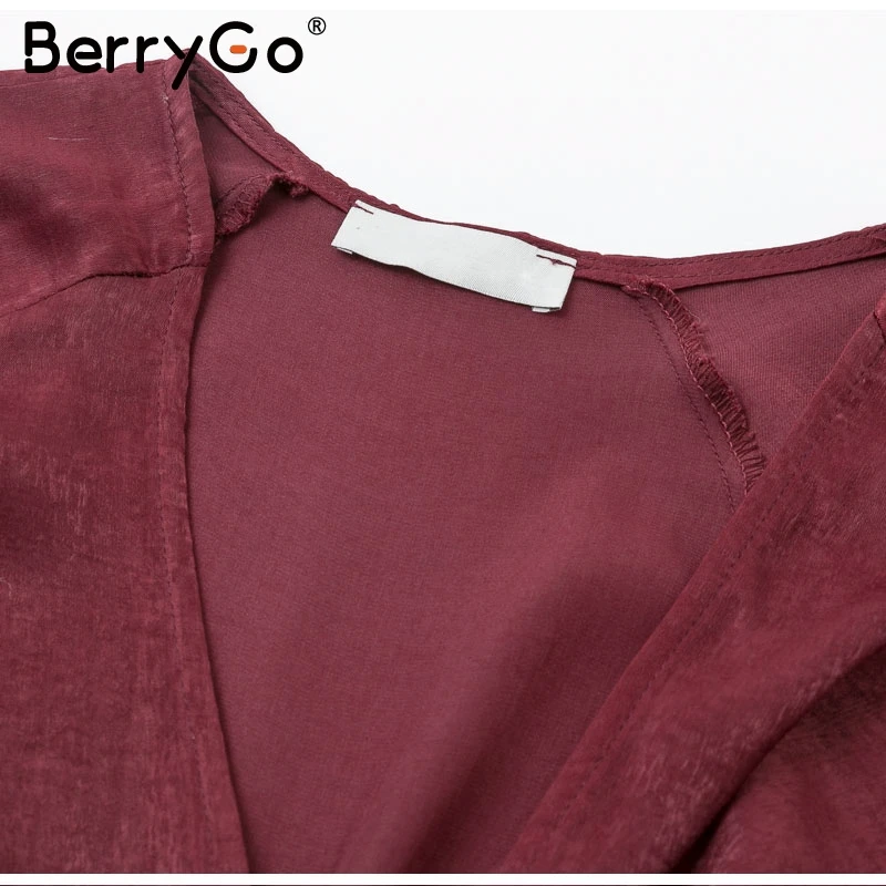 BerryGo уличная Женская одежда с v-образным вырезом, свободное платье с рукавами реглан, элегантное вечернее платье, однотонное ТРАПЕЦИЕВИДНОЕ женское осенне-зимнее платье