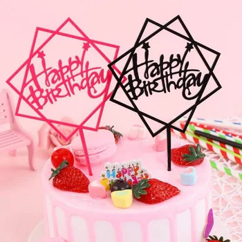 

Happy Birthday Decor Baking Cake Topper Card Acrylic Home Party Decor Supplies Cake Topper Card Cute Birthday Party Supplies