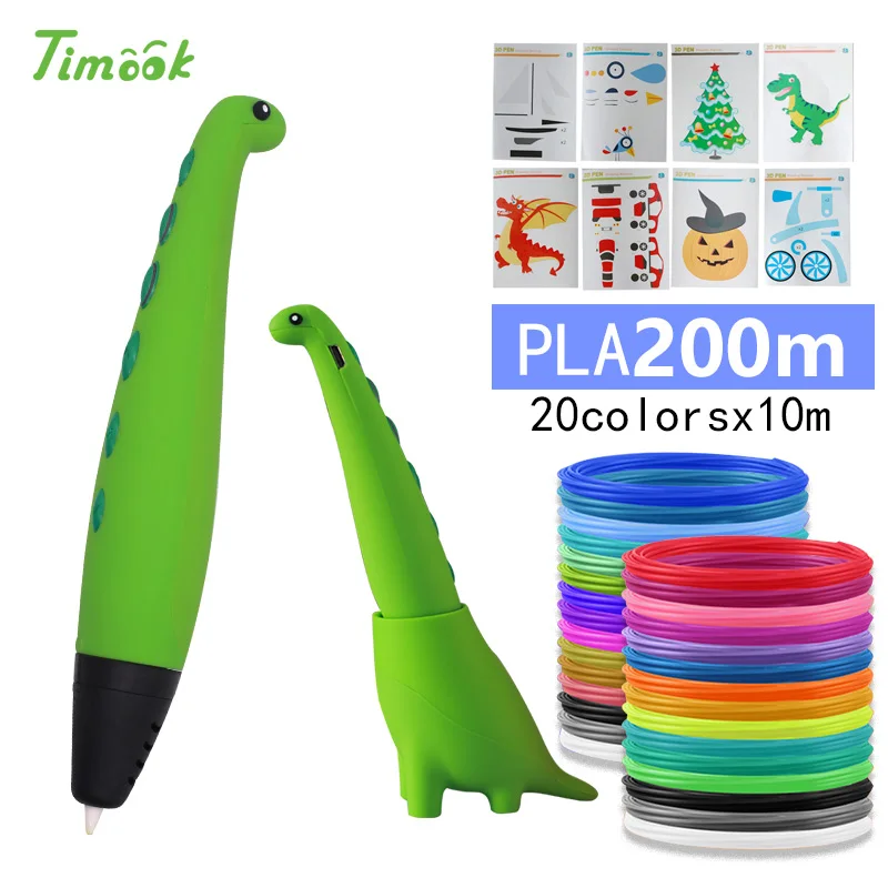 Cute dinosa 3d pen and PLA Filament Creative doodler pen Children gift 3d print pen Child Christmas gift, birthday present child winter warm gloves 6 10years kids cute cartoon bunny gloves cold proof outdoor riding play knitted gloves boy girl mittens