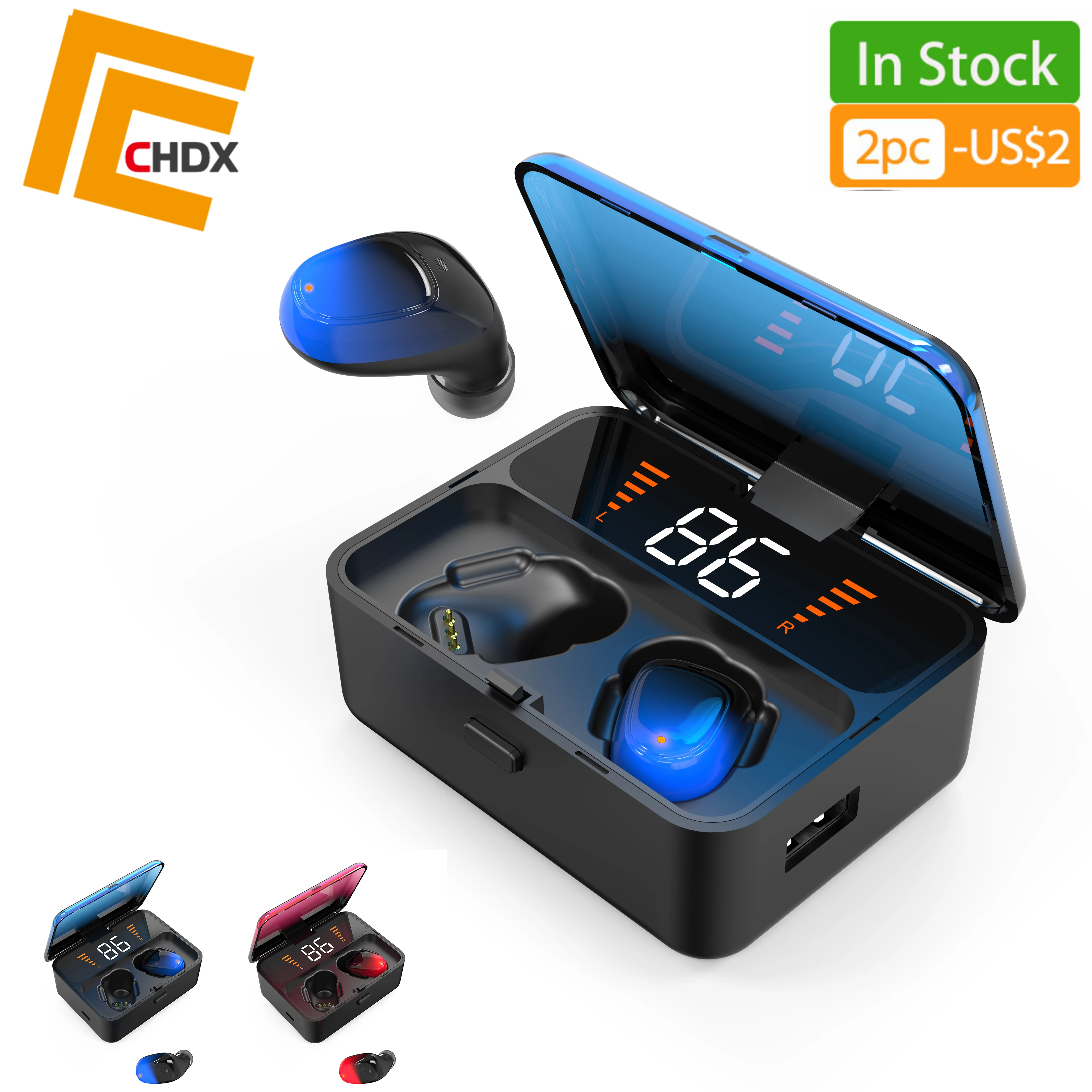 

CHDX Wireless Touch Control Earphones Bluetooth 5.0 Power Display Headphones Sports Gaming Driving Earbuds with Microphone