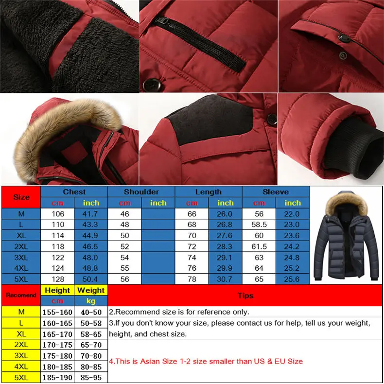 -20 'C Winter Fleece Warm Men Jacket Coats Wind Resistant Autumn Thick Fur Trim Hooded Jacket Mens Cotton Padded 2019 MuLS Brand 25