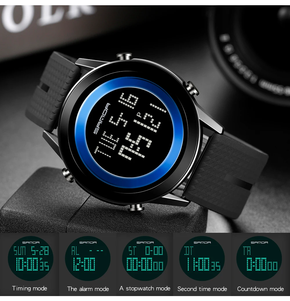 digital and analog watch 2021 SANDA Men's Sport Watches Fashion Life Waterproof Military Digital Wristwatch Male Clock Black Rubber Strap Clock Relogio old digital watch