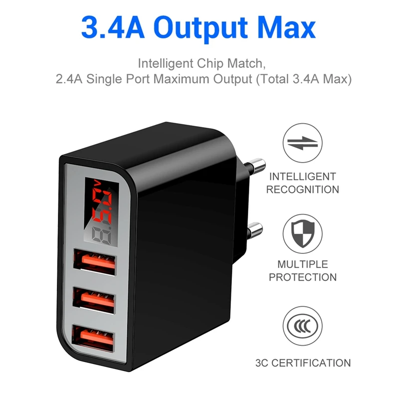 Продвижение-3.4A/5 V Usb зарядное устройство светодиодный дисплей адаптер 3 порта зарядное устройство для телефона Usb зарядка для Iphone/samsung/Xiaomi стены путешествия быстро