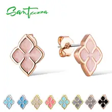 SANTUZZA Flower Earrings For Women Delicate Multi-Color female Stud Earrings Trendy Party Fashion Jewelry Handmade Enamel