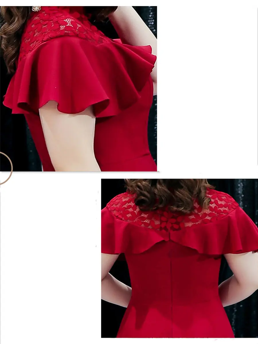 Винтажные платья для выпускного вечера бордовые с оборками Vestidos De Gala T533 размера плюс женские вечерние платья средней длины для выпускного вечера