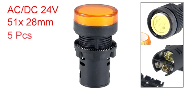 Yellow 5 Pack Uxcell AC/DC 24 В Световые индикаторы заподлицо Панель Крепление 7/" 22 мм красный зеленый желтый синий белый светодиодные сигнальные лампы - Цвет: Yellow 5 Pack