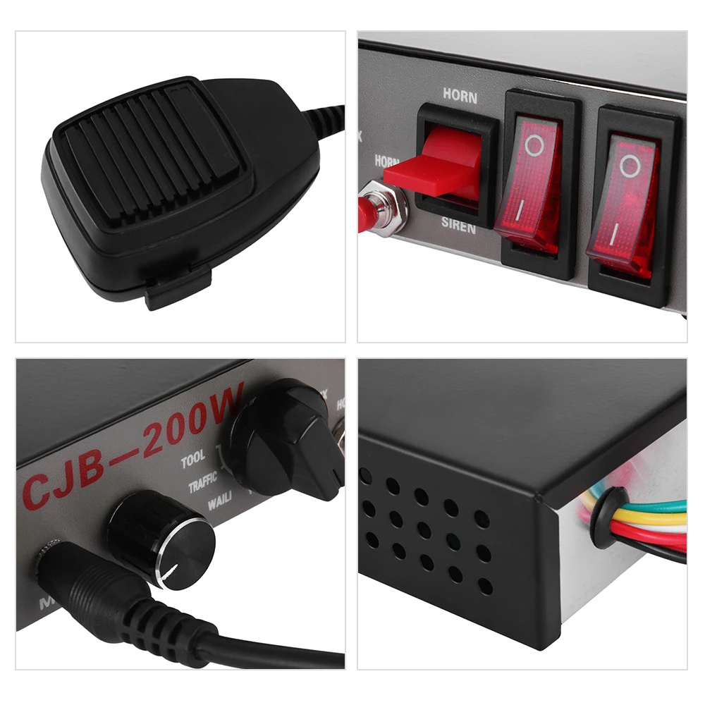200W 8 Tones Loud Car Warning Alarm Polices Fire Siren Speaking Horn PA Speaker MIC System