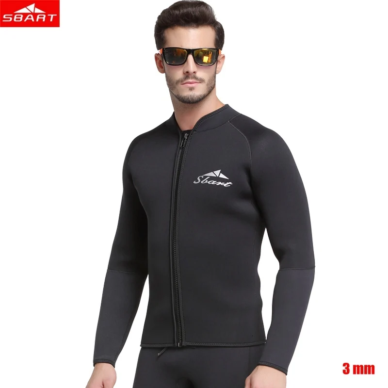 Sbart Winter Men 3mm 5mm Elastic neoprene Diving Jacket swimsuit Split surf Warm stretch spearfishing Tops swimming snorkel - Цвет: 3mm jacket