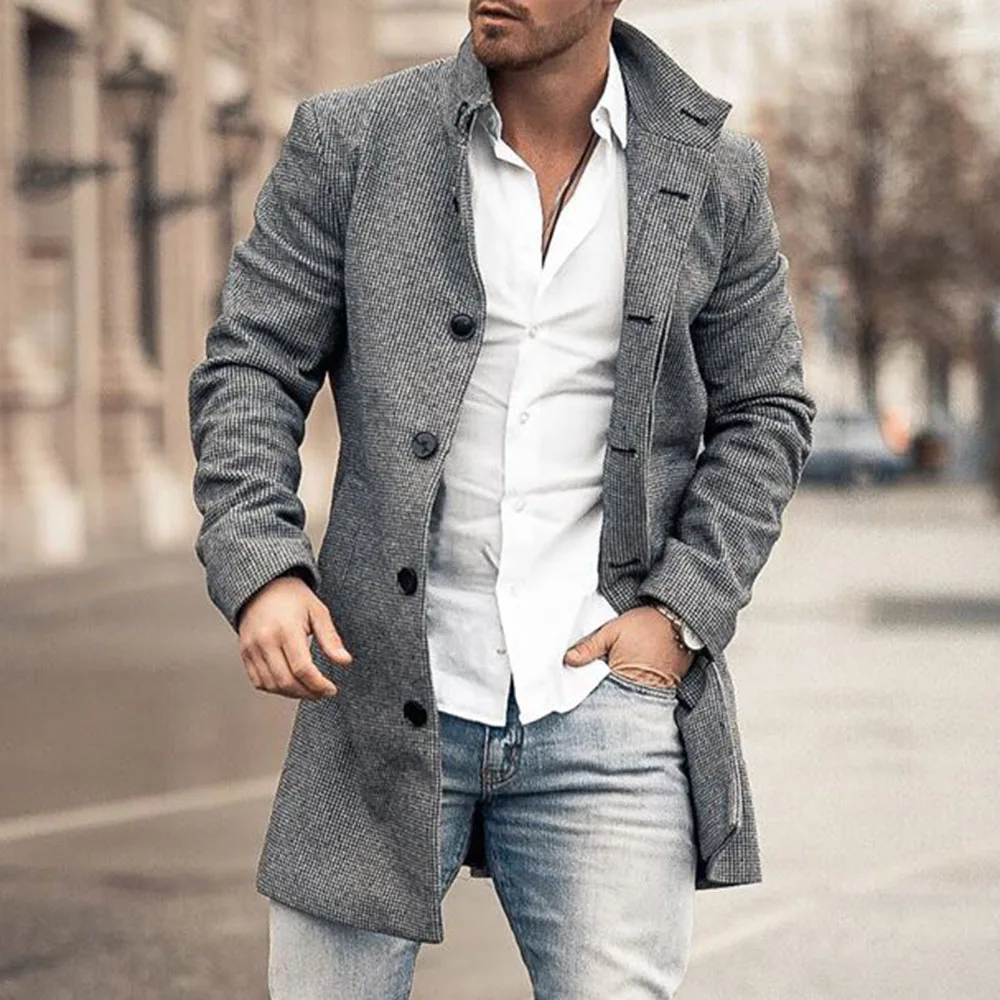 Gabardina larga recta para hombre, chaqueta fina, abrigo gris Simple,  informal de negocios, chaquetas de moda joven de gran tamaño 4XL, otoño  2020 - AliExpress