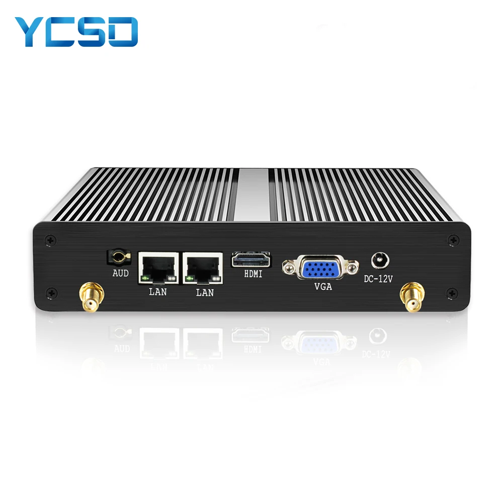 HLY безвентиляторный мини ПК Dual LAN Celeron N2830 J1800 J1900 Windows PC 2 * последовательный порт WiFi