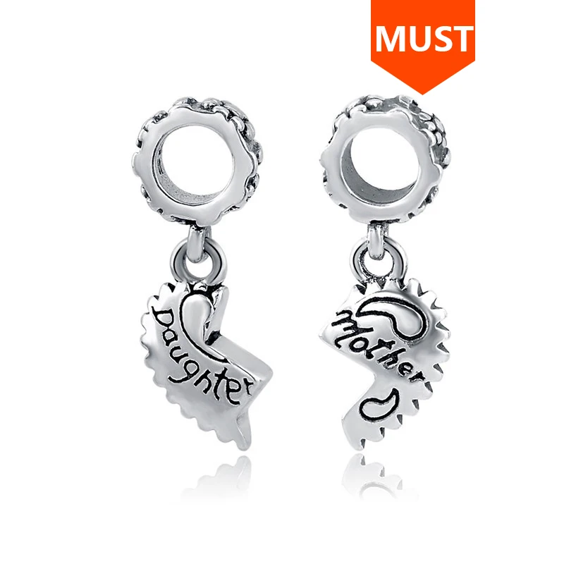 

Original 925 sterling silver heart mother daughter charm pendant Fits for Pandora Bracelets free shipping