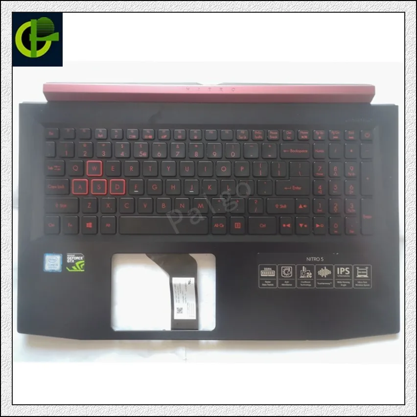 Клавиатура с английской подсветкой верхний чехол упором для рук Acer Nitro 5 AN515-41 AN515-42