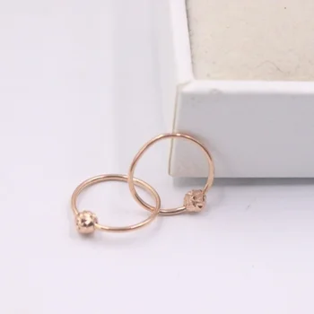 

Real 18K Rose Gold Earrings For Women Smooth Furface Bead Unique Hoop Earrings 10mmDia Gift New Best Gift