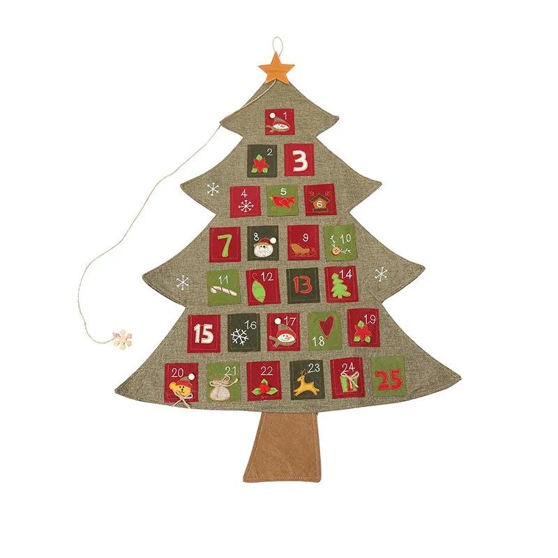 Advent обратный отсчет календари Рождественская елка бирка на дверную ручку для домашнего офиса вечерние украшения - Цвет: Насыщенный сапфировый