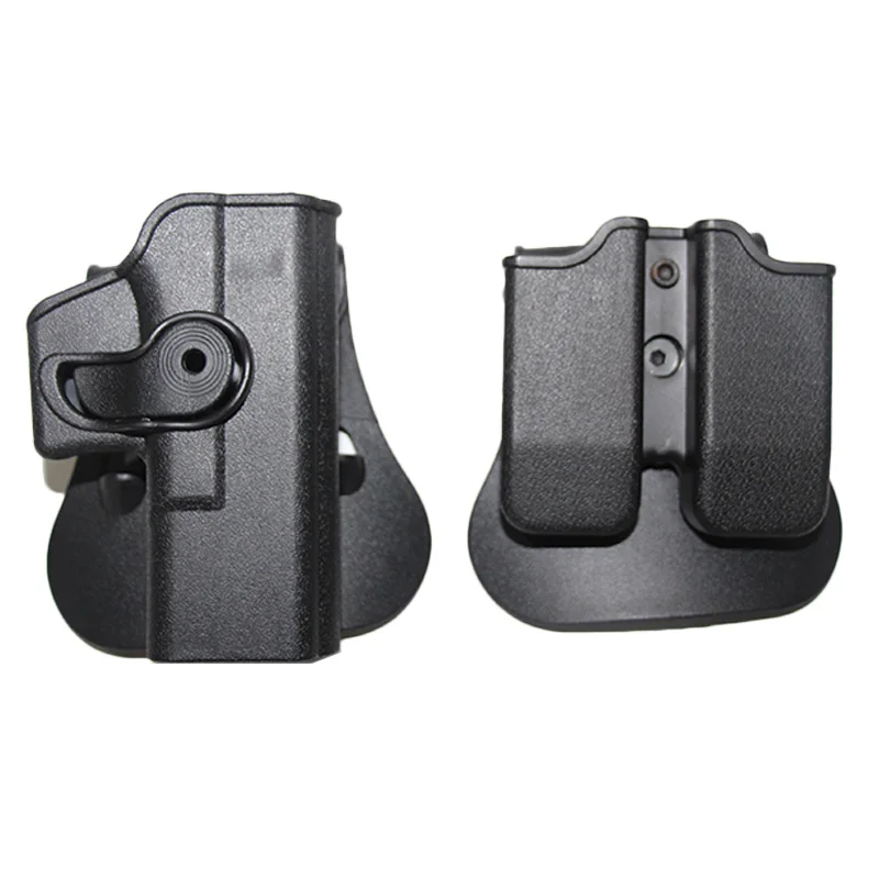 IMI Glock Holster Hunting Tactical Combat Gun Holster for Glock 17 19 22 26 31 Pistol Holsters Airsoft Case with Clip Pouch - Цвет: Black set with Pouch