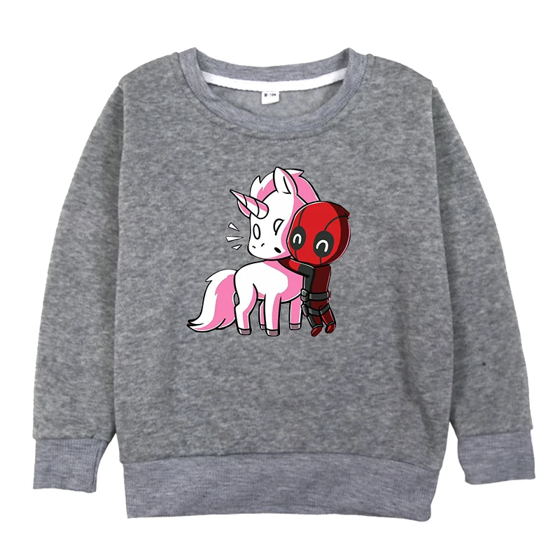 Hoodies 12 Принт с дэдпулом, свитер для маленьких девочек хлопковая Осенняя детская одежда флисовый логотип для мальчиков от 2 до 14 лет - Цвет: Hoodies 12