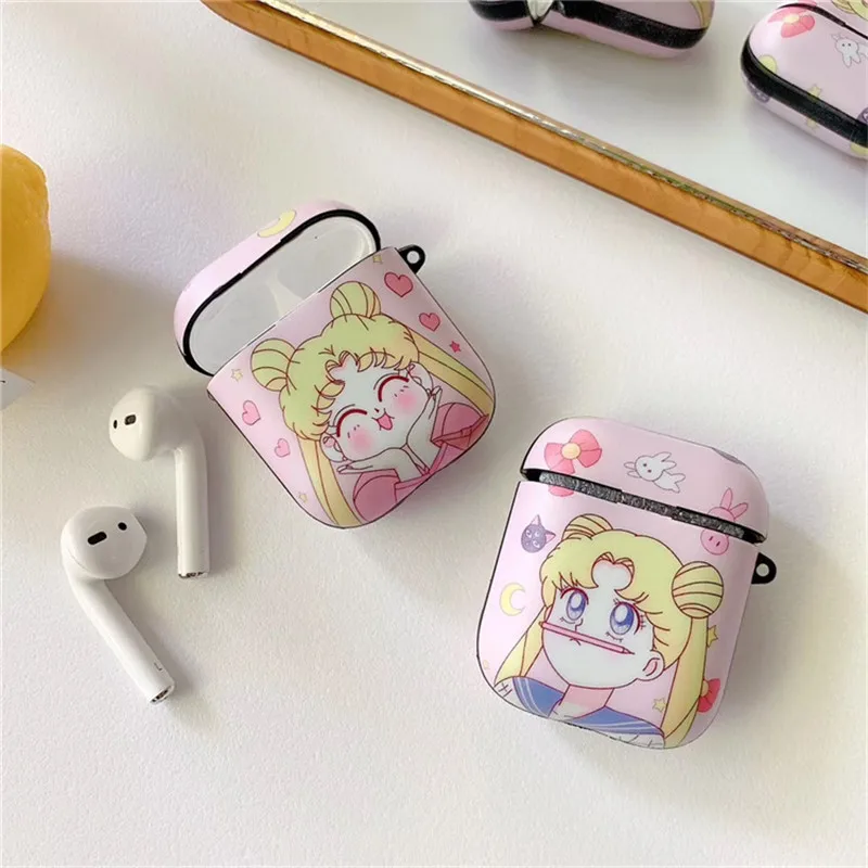 

Cute Sailor Moon Bluetooth Earphone Case For Apple Airpods Cover Cartoon Silicone Headphone Case Box For Air pods Headset Bag