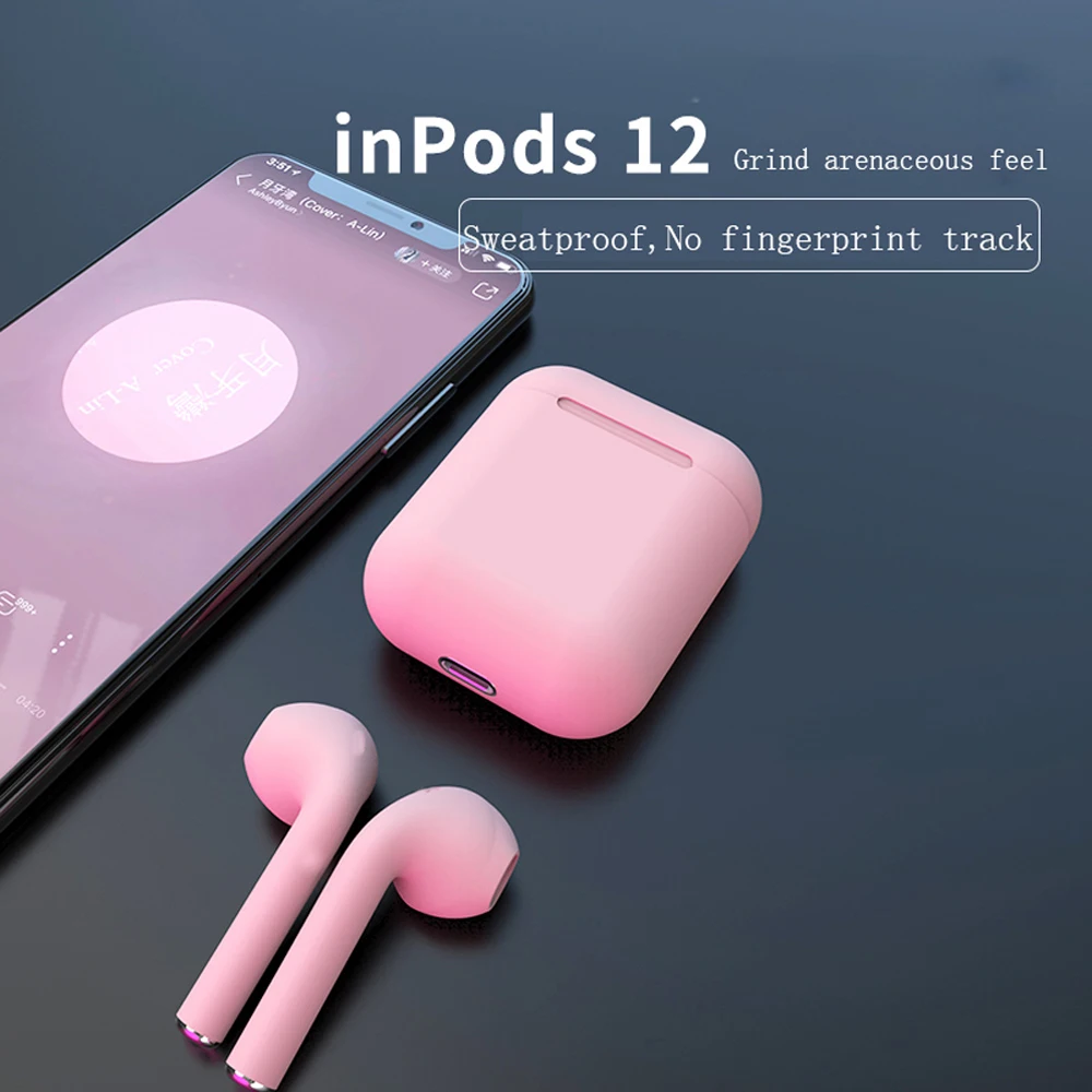 

New Matte I12 Pink TWS 5.0 Pop up Earphones Wireless Bluetooth Earbuds Original I12TWS Headphones for Android All Smart Phones