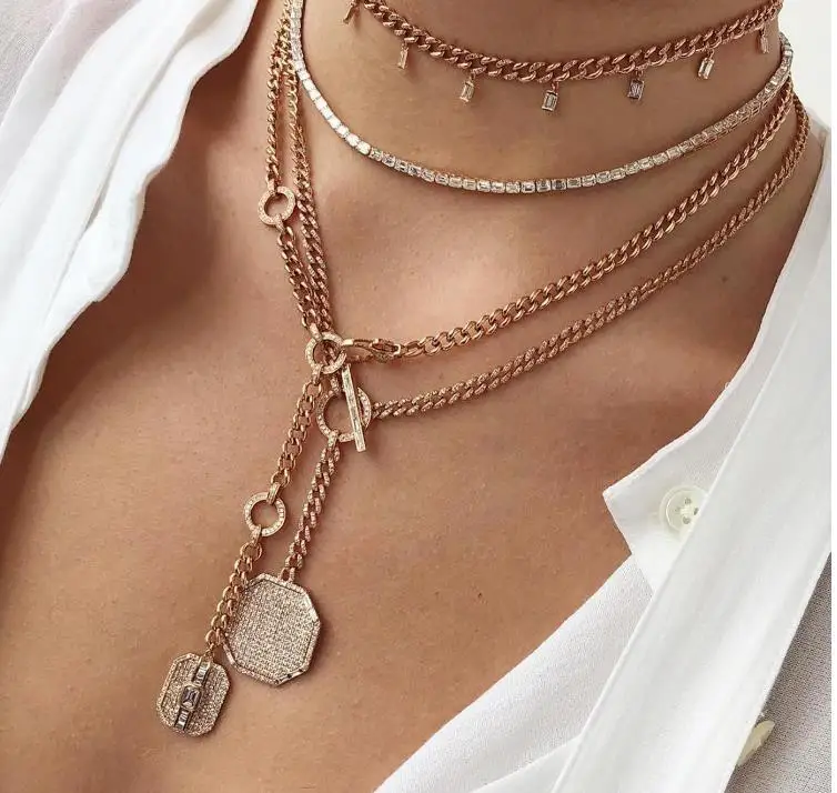 Accking Роскошные трендовые Чокеры длинное ожерелье для женщин Мода кубический цирконий CZ ожерелье s& Подвески